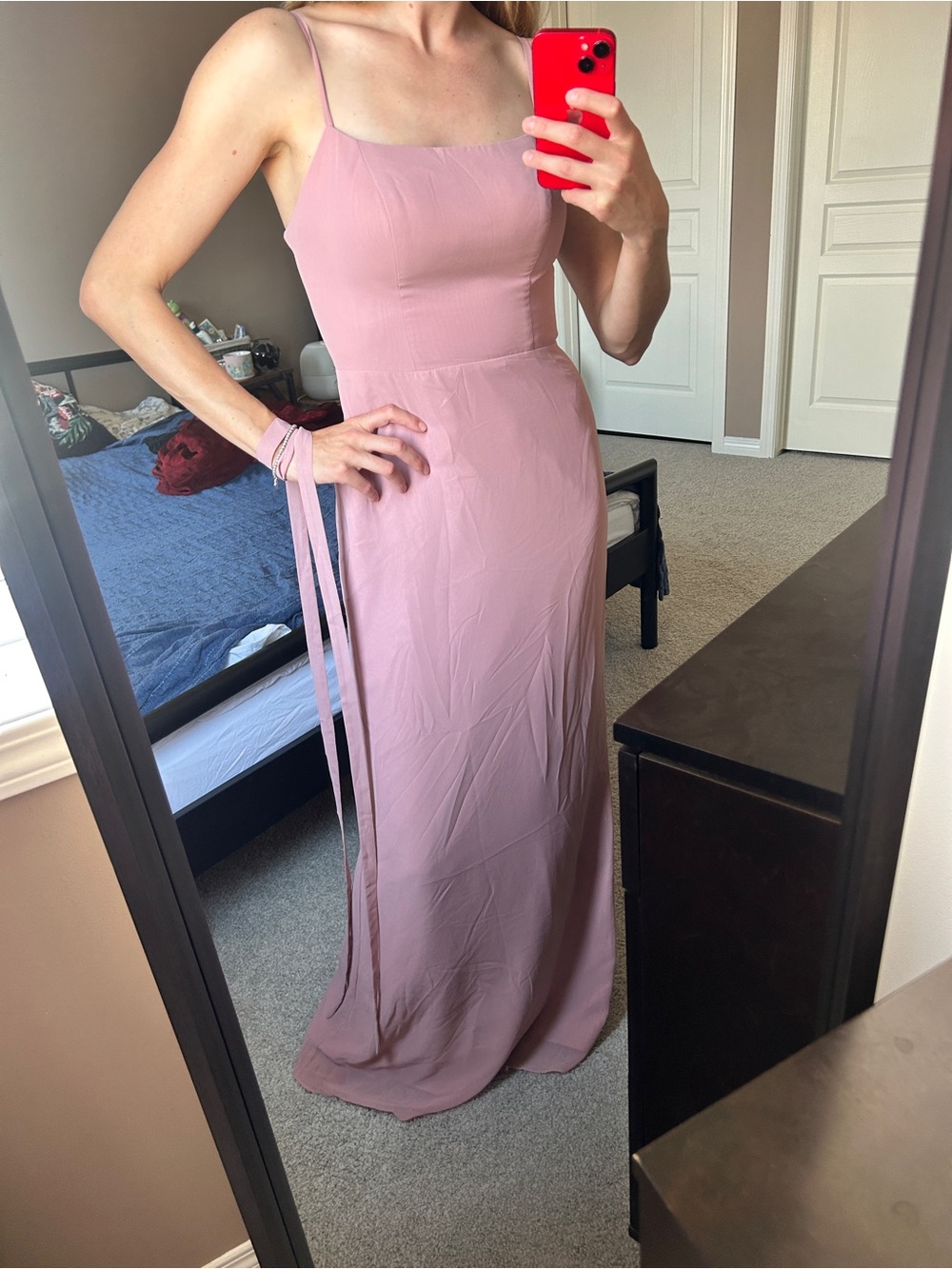 Azazie Dusty Rose Chiffon Bridesmaid Dress – Size A2 (US 2)